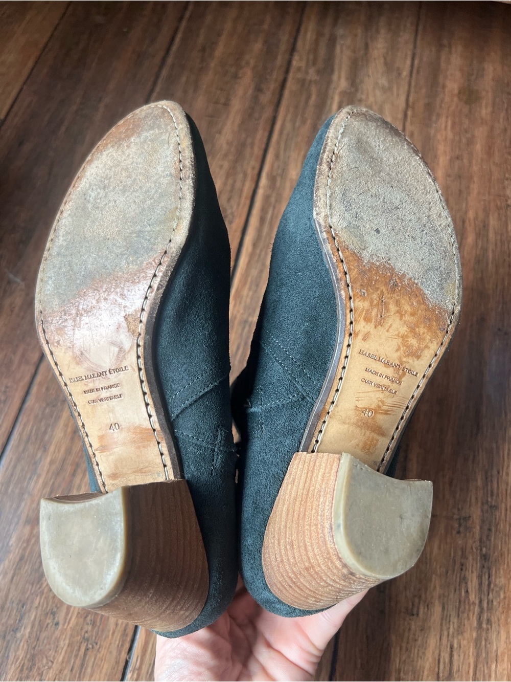 Isabel Marant Etoile Dicker Suede Leather Boots 10 Dark Green Western Round Toe - Picture 9 of 10